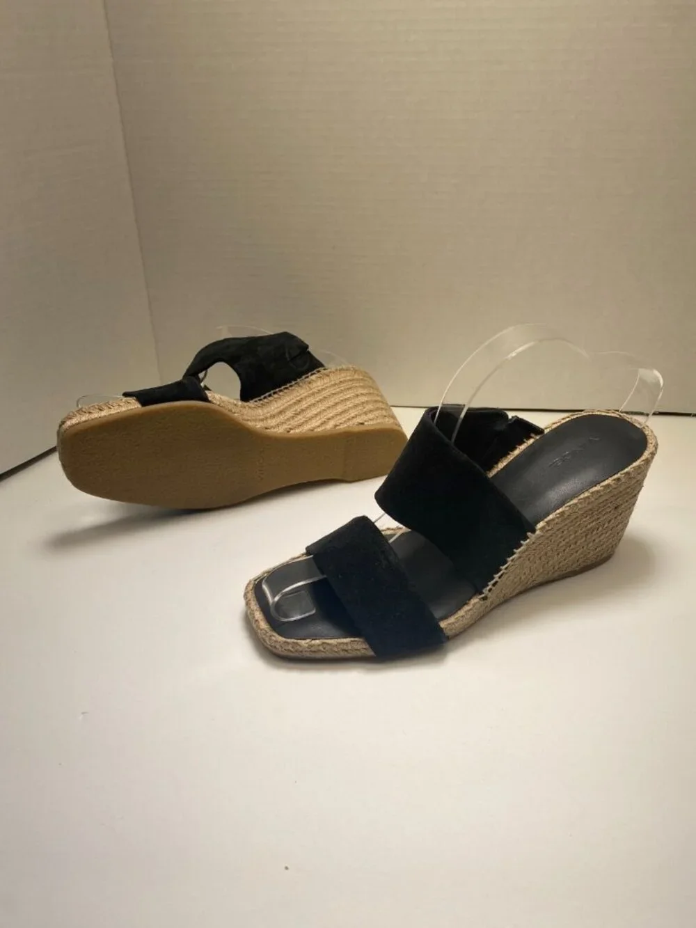 Vince Women's Garlin Square Toe Crisscross Espadrille Wedge Sandals Sz 10